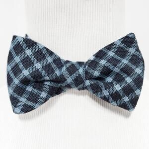Daniel Cremieux Blue Plaid Self Tie Bow Tie Bowtie